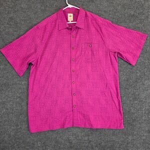 The Territory Ahead‎ Shirt Mens XXLT Pink Button Up  Geometric Textured Cotton